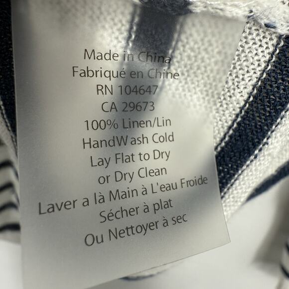 Kinross Linen V Neck Sweater Womens Small White Navy Nautical Striped Pullover - Picture 6 of 7